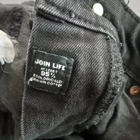 Zara Black High-Rise Frayed Hem Straight Leg Jeans, Size 6 - Picture 11 of 12